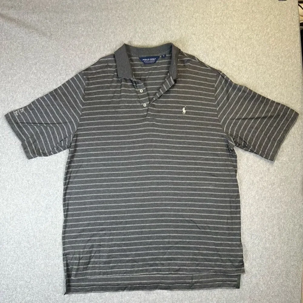 Polo Golf Ralph Lauren Men’s Size XL Turtle Bay Branded Polo Grey Striped Cotton